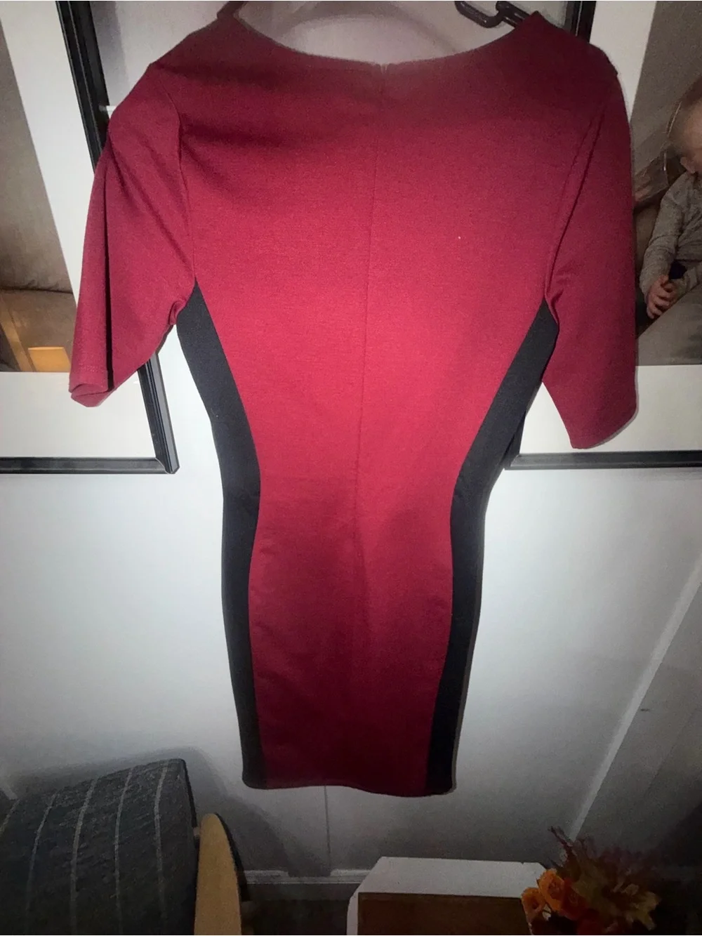 Almost Famous Burgundy and Black Panel Midi Dress